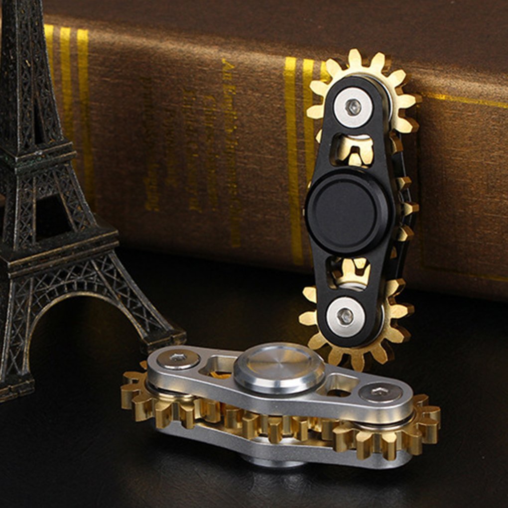 Pure Brass Fidget Spinner Gears Linkage Fidget Gyro Toy Metal DIY Hand Spinner Spins Long Time EDC Focus Meditation Break Bad Habits ADHD with Multiple Premium Bearings (Spinner 3 Gears White) - FocusAid Essentials: Empowering ADHD Living