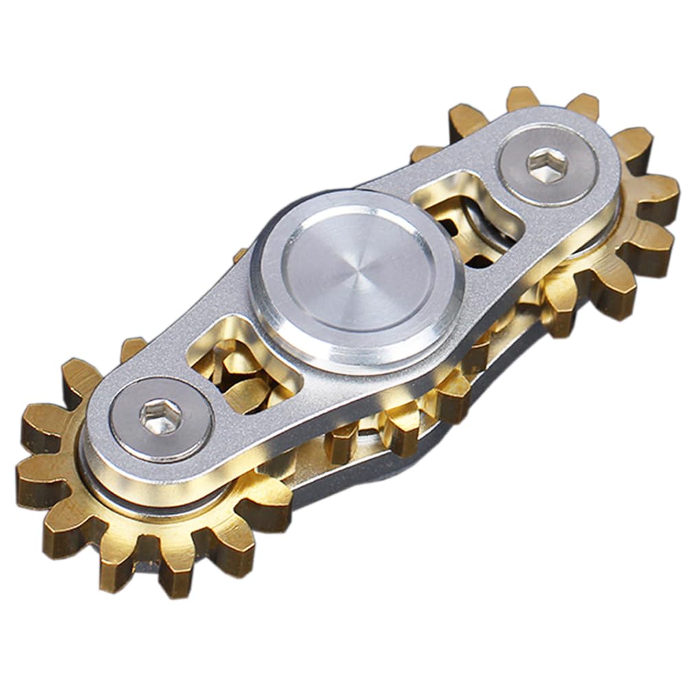 Pure Brass Fidget Spinner Gears Linkage Fidget Gyro Toy Metal DIY Hand Spinner Spins Long Time EDC Focus Meditation Break Bad Habits ADHD with Multiple Premium Bearings (Spinner 3 Gears White) - FocusAid Essentials: Empowering ADHD Living