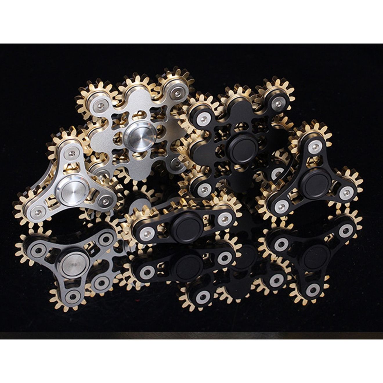 Pure Brass Fidget Spinner Gears Linkage Fidget Gyro Toy Metal DIY Hand Spinner Spins Long Time EDC Focus Meditation Break Bad Habits ADHD with Multiple Premium Bearings (Spinner 3 Gears White) - FocusAid Essentials: Empowering ADHD Living