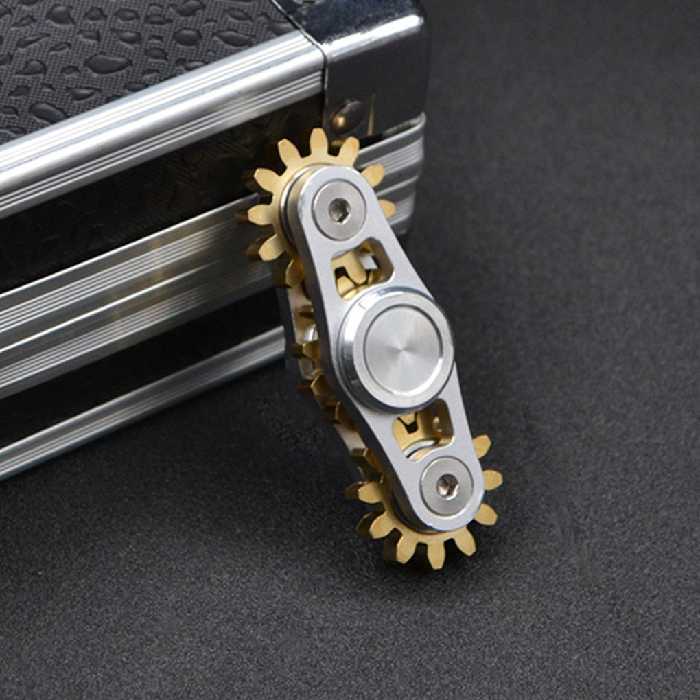 Pure Brass Fidget Spinner Gears Linkage Fidget Gyro Toy Metal DIY Hand Spinner Spins Long Time EDC Focus Meditation Break Bad Habits ADHD with Multiple Premium Bearings (Spinner 3 Gears White) - FocusAid Essentials: Empowering ADHD Living