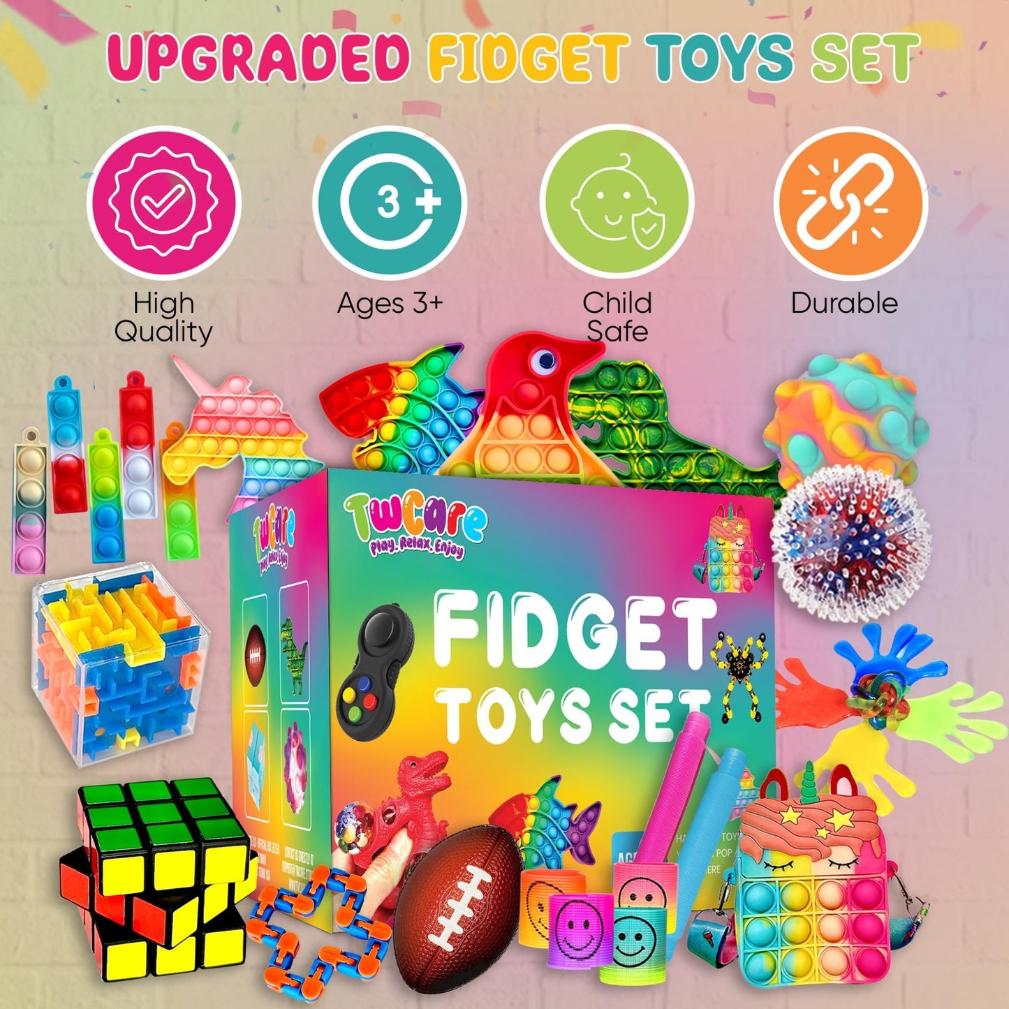 120 Pack Fidget Toys Set,Pop Sensory Party Favors Gifts for Kids Adults Boy Girl Stocking Stuffers Autistic Bulk Goodie Bag Filler Treasure Box Classroom Prizes School - FocusAid Essentials: Empowering ADHD Living