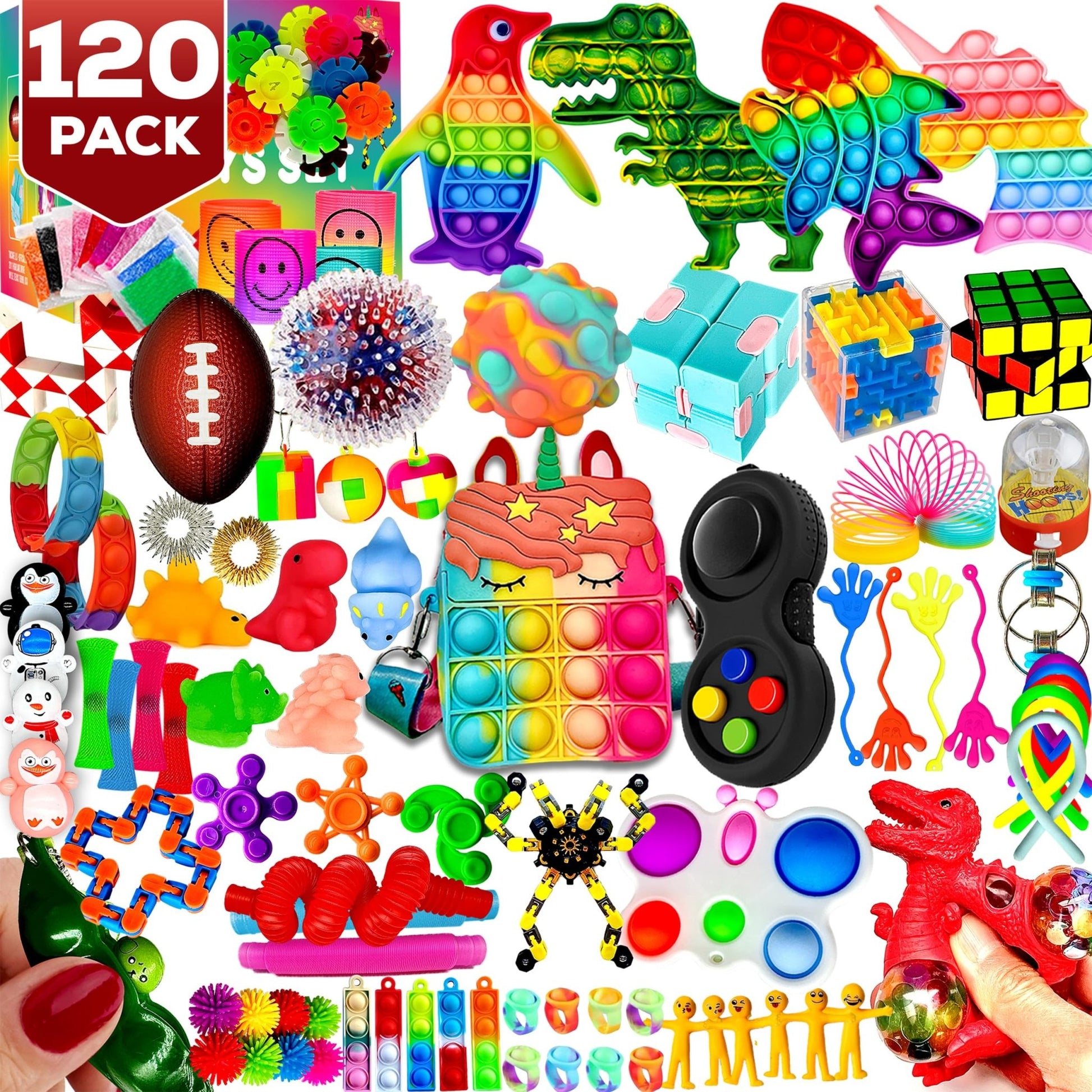 120 Pack Fidget Toys Set,Pop Sensory Party Favors Gifts for Kids Adults Boy Girl Stocking Stuffers Autistic Bulk Goodie Bag Filler Treasure Box Classroom Prizes School - FocusAid Essentials: Empowering ADHD Living