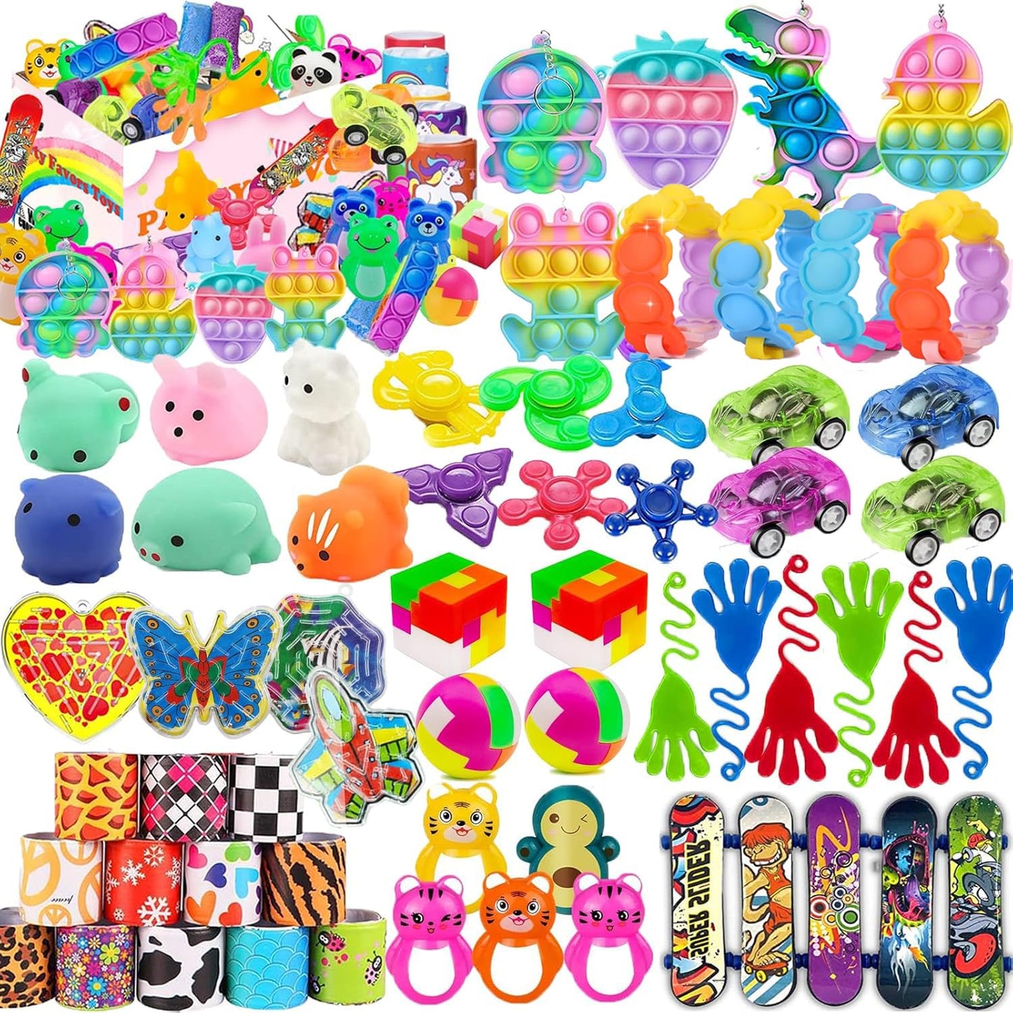 120 Pcs Party Favors for Kids 4 - 8 - 12, Pop Fidget Toys, Treasure Box Toys, Classroom Prizes, Pinata Filler Goodie Bag Stuffers, Treasure Chest, Carnival Prizes, Prize Box Toys for Boys Girls - FocusAid Essentials: Empowering ADHD Living