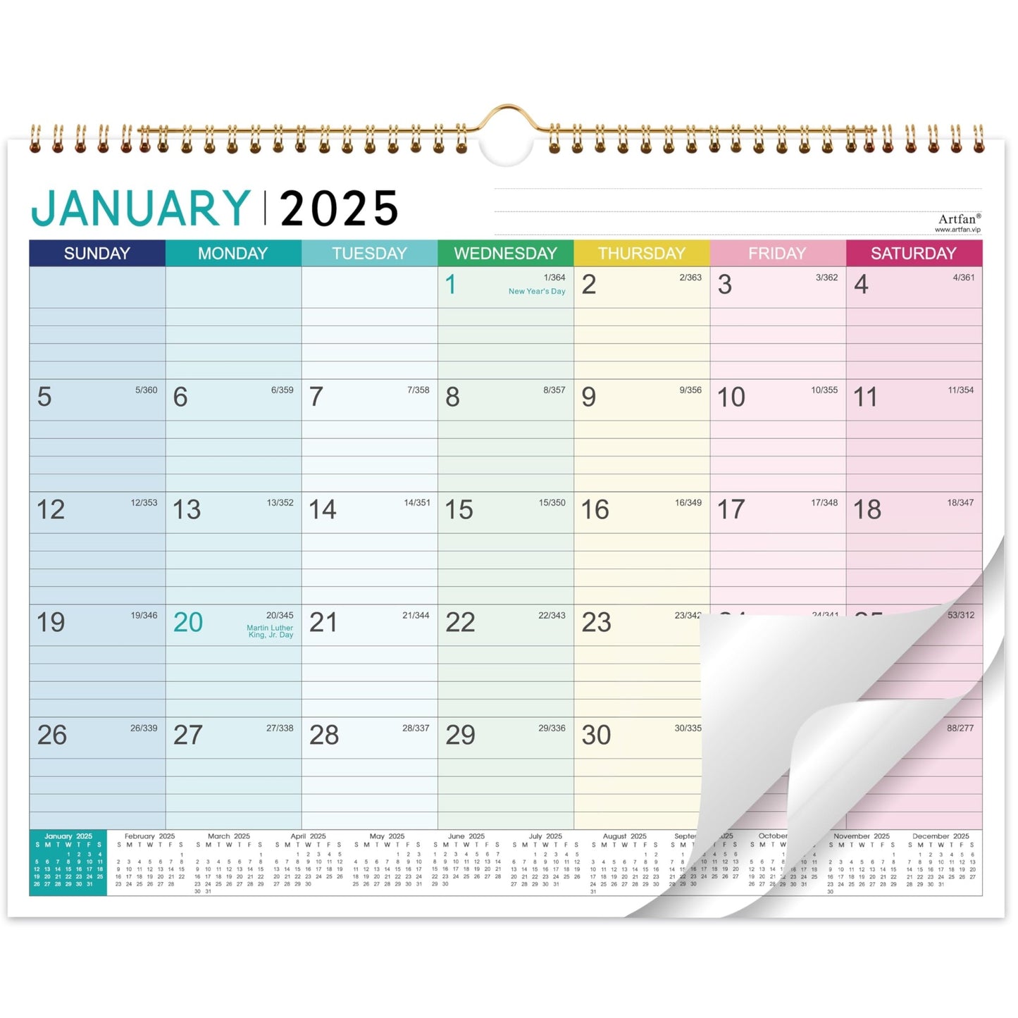 2025 Calendar - Wall Calendar 2025, Jan. 2025 - Dec. 2025, 12 Monthly Calendar with Thick Paper, 15" x 11.5", Hanging Hook - Colorful Lump - FocusAid Essentials: Empowering ADHD Living