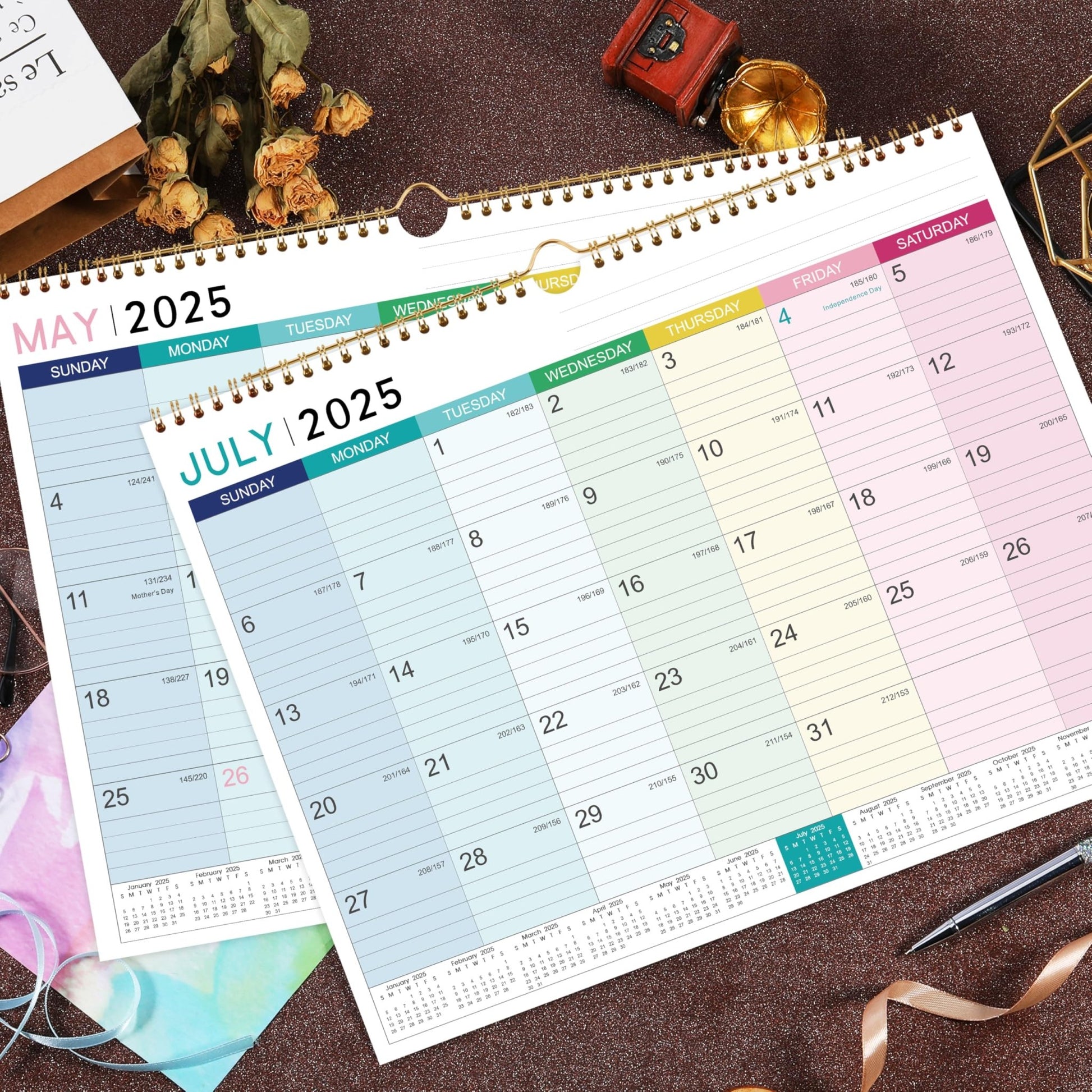 2025 Calendar - Wall Calendar 2025, Jan. 2025 - Dec. 2025, 12 Monthly Calendar with Thick Paper, 15" x 11.5", Hanging Hook - Colorful Lump - FocusAid Essentials: Empowering ADHD Living