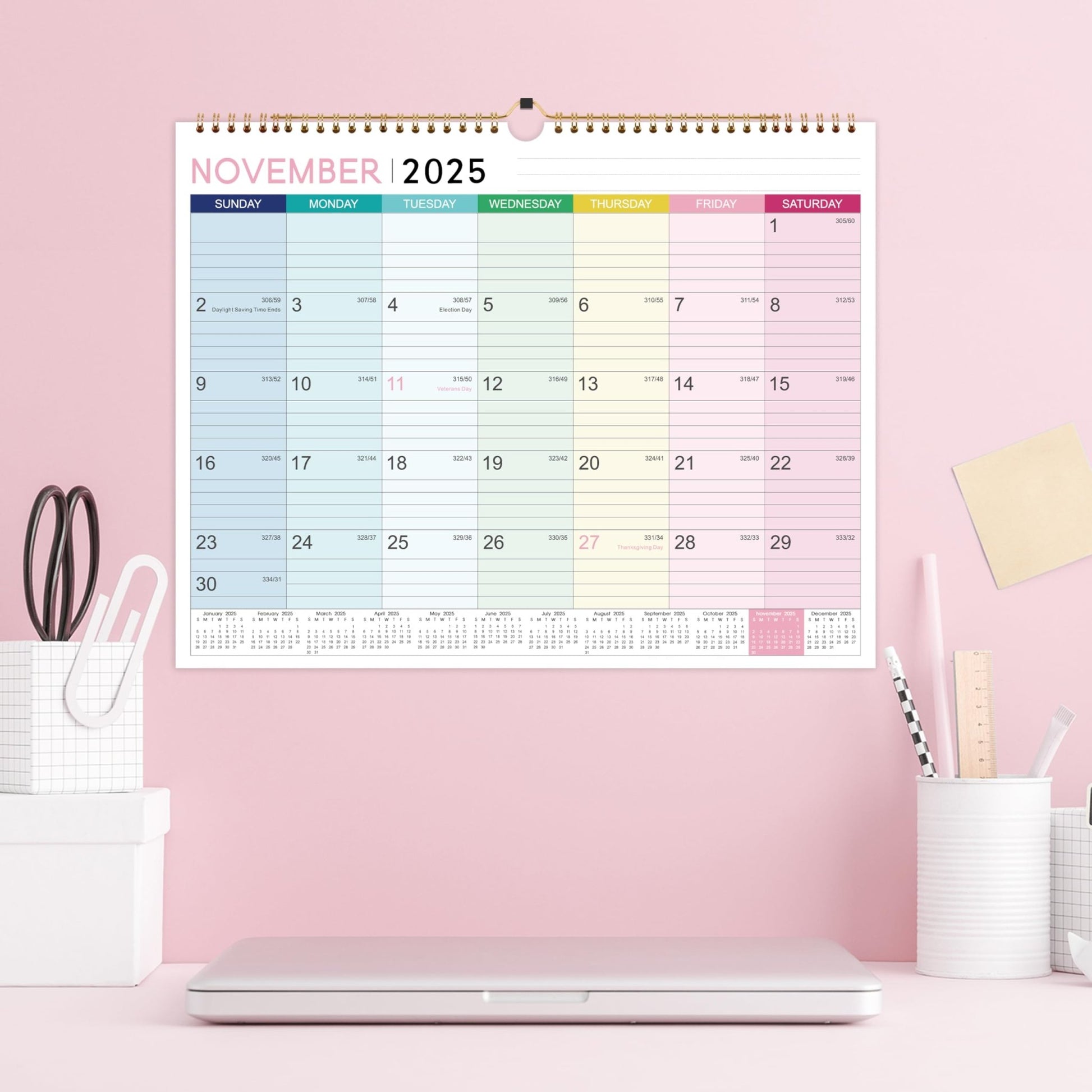 2025 Calendar - Wall Calendar 2025, Jan. 2025 - Dec. 2025, 12 Monthly Calendar with Thick Paper, 15" x 11.5", Hanging Hook - Colorful Lump - FocusAid Essentials: Empowering ADHD Living