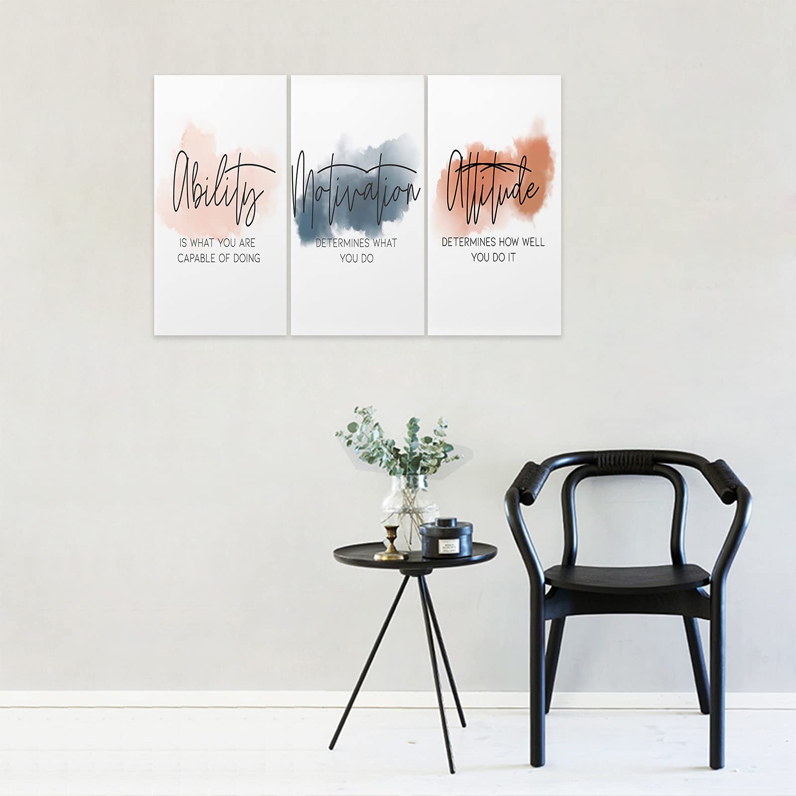 3 Piece Inspirational Canvas Wall Art, Quotes Motivational Mindset Print Pictures for Office Wall Decor, Triptych Entrepreneur Poster Framed Artwork for Women Men Home Decor Ready to Hang (36"Wx18" H) - FocusAid Essentials: Empowering ADHD Living