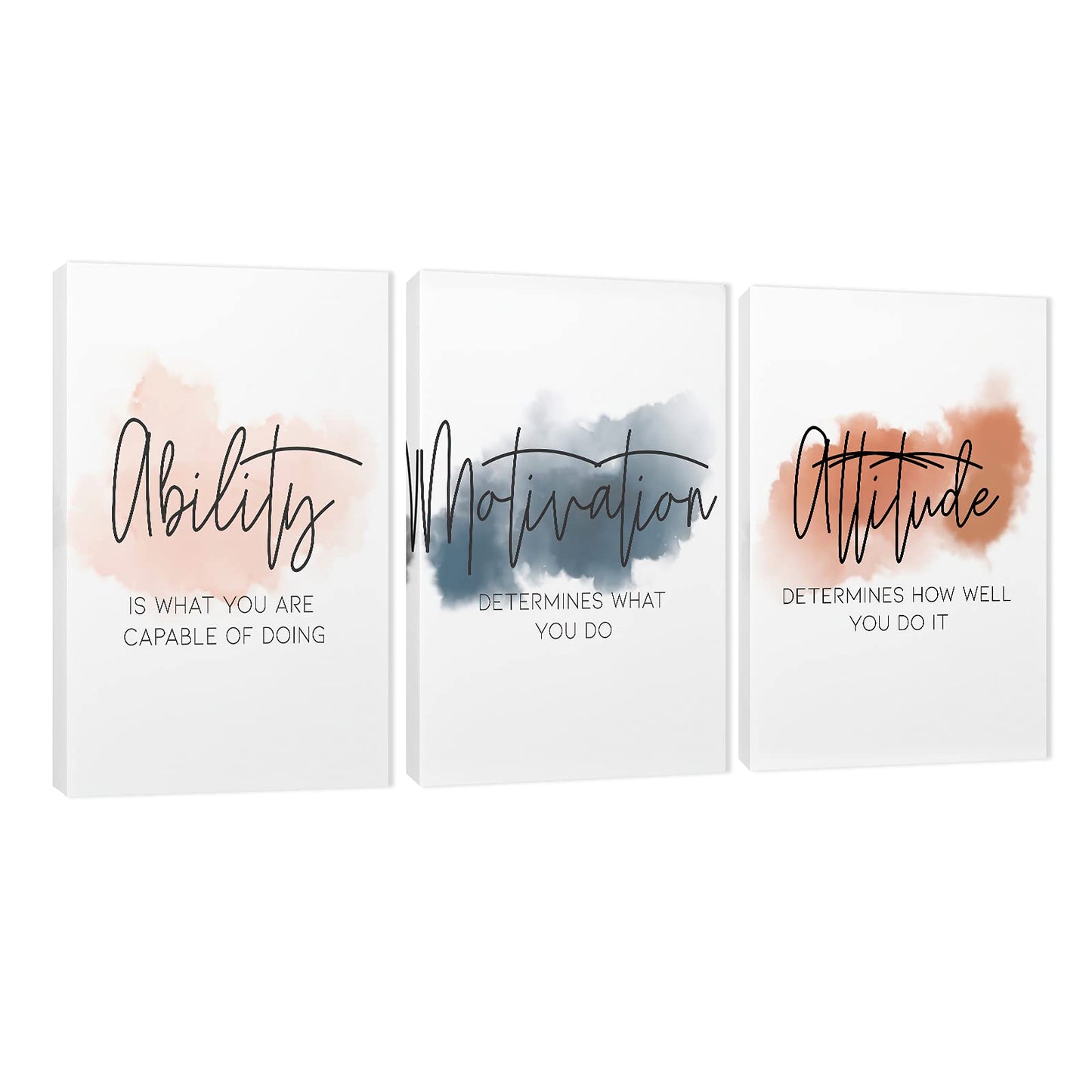 3 Piece Inspirational Canvas Wall Art, Quotes Motivational Mindset Print Pictures for Office Wall Decor, Triptych Entrepreneur Poster Framed Artwork for Women Men Home Decor Ready to Hang (36"Wx18" H) - FocusAid Essentials: Empowering ADHD Living