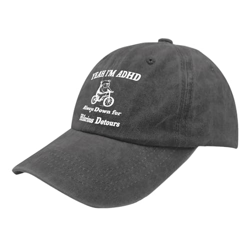 "Yeah I'm ADHD: Always Down for Hilarious Detours" Baseball Cap - FocusAid Essentials: Empowering ADHD Living