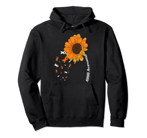 ADHD Awareness Sunflower Graphic Pullover Hoodie - FocusAid Essentials: Empowering ADHD Living