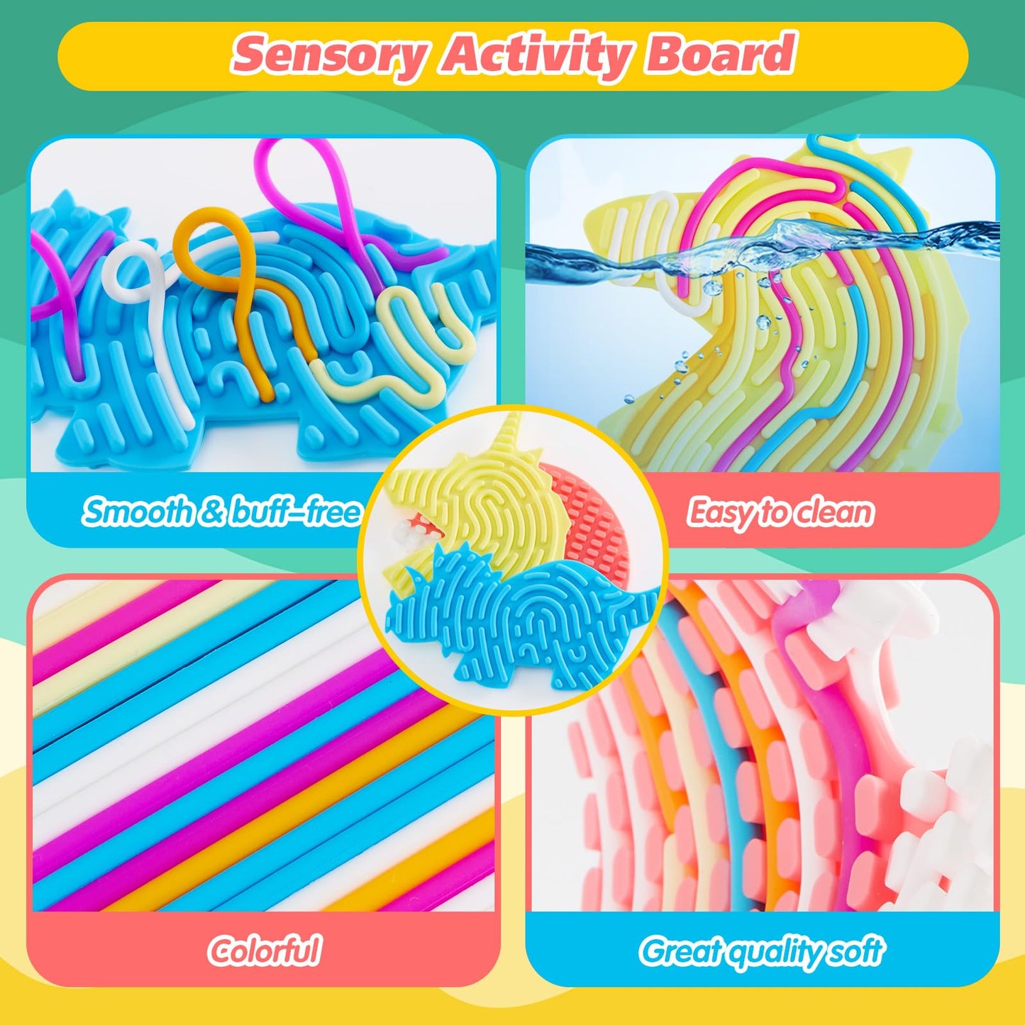 3Pcs Sensory Activity Board, Fidget Sensory Toys for Kids Adults, Duble Sided Design Kids Busy Board for Fine Motor Skill, Calm Down Fidget Toy for Stress Relief, Calming, Focus, ADHD and Autism - FocusAid Essentials: Empowering ADHD Living