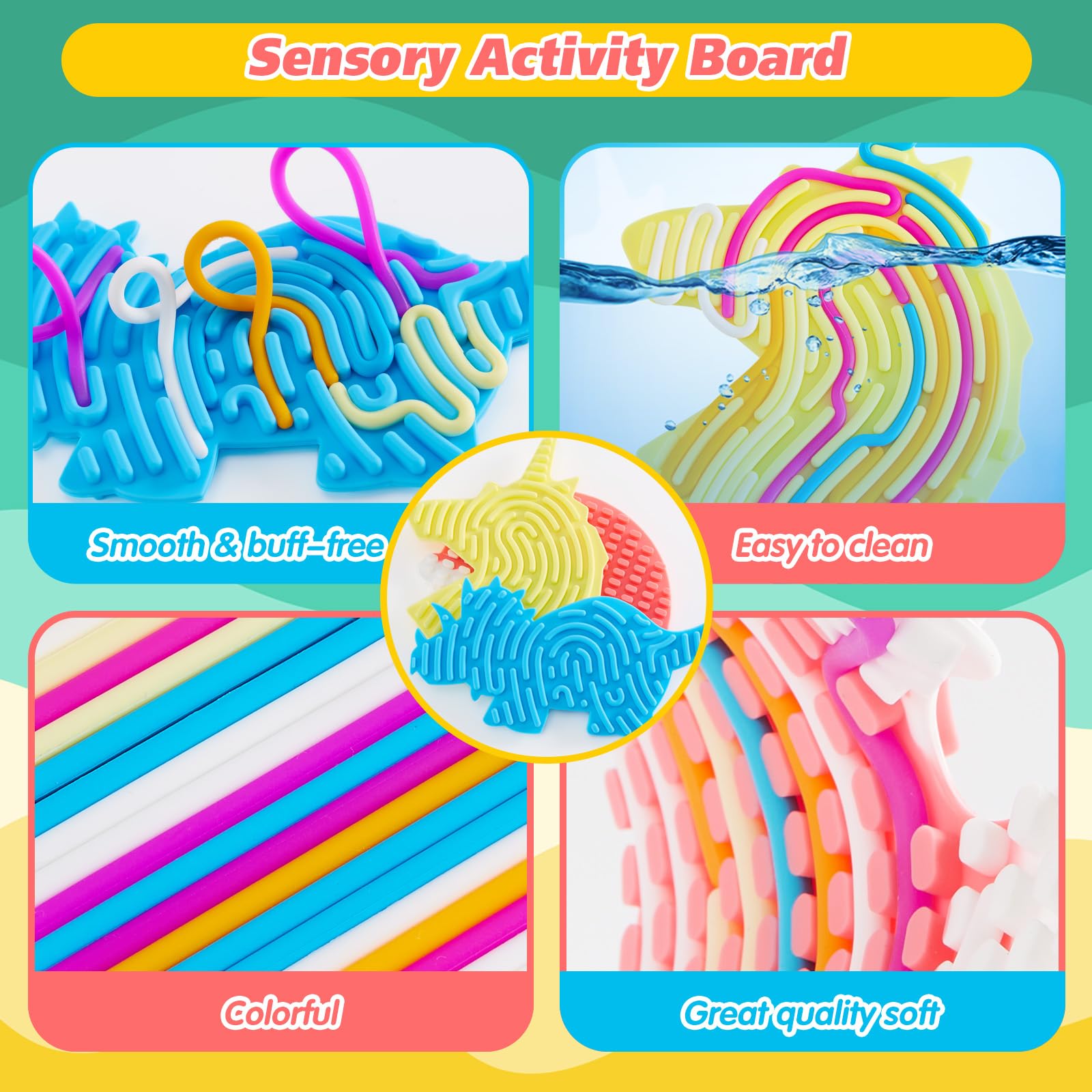 3Pcs Sensory Activity Board, Fidget Sensory Toys for Kids Adults, Duble Sided Design Kids Busy Board for Fine Motor Skill, Calm Down Fidget Toy for Stress Relief, Calming, Focus, ADHD and Autism - FocusAid Essentials: Empowering ADHD Living