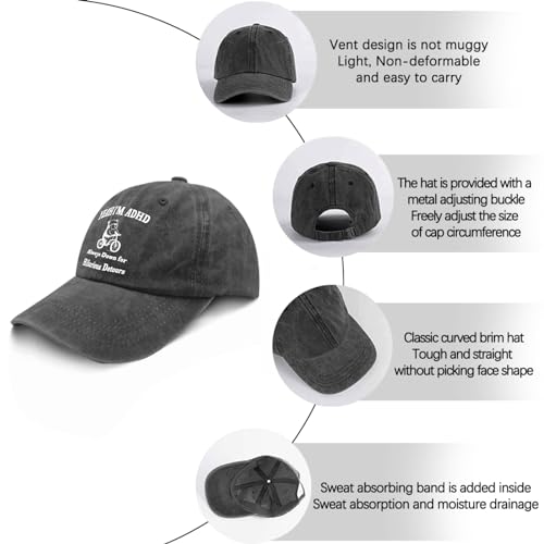 "Yeah I'm ADHD: Always Down for Hilarious Detours" Baseball Cap - FocusAid Essentials: Empowering ADHD Living