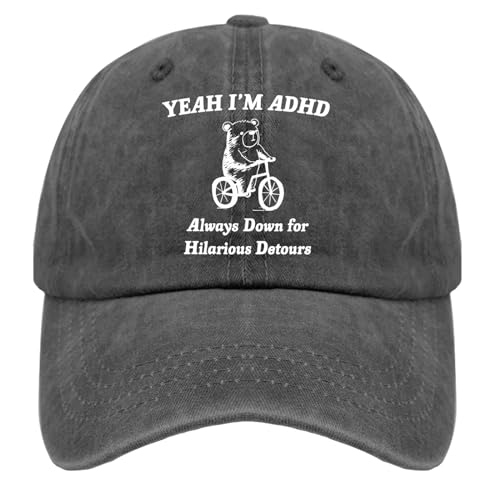 "Yeah I'm ADHD: Always Down for Hilarious Detours" Baseball Cap - FocusAid Essentials: Empowering ADHD Living