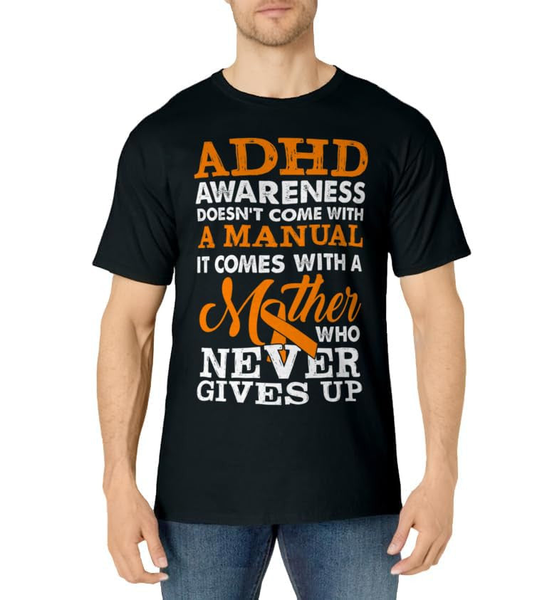 ADHD Awareness T-Shirt - Never Give Up - FocusAid Essentials: Empowering ADHD Living