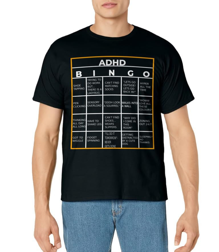 ADHD Bingo Funny T-Shirt - FocusAid Essentials: Empowering ADHD Living