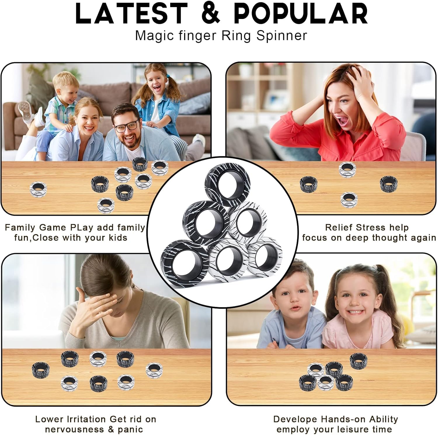 6 Pcs Magnetic Rings Fidget Toys for Teens, Adults & Kids ADHD Fidget Toy Pack for Anxiety Relief,Coolest Gifts for Teen Boys,Christmas Stocking Stuffers Gifts for Kids 8 9 10 11+ Year Old Boy & Girl - FocusAid Essentials: Empowering ADHD Living