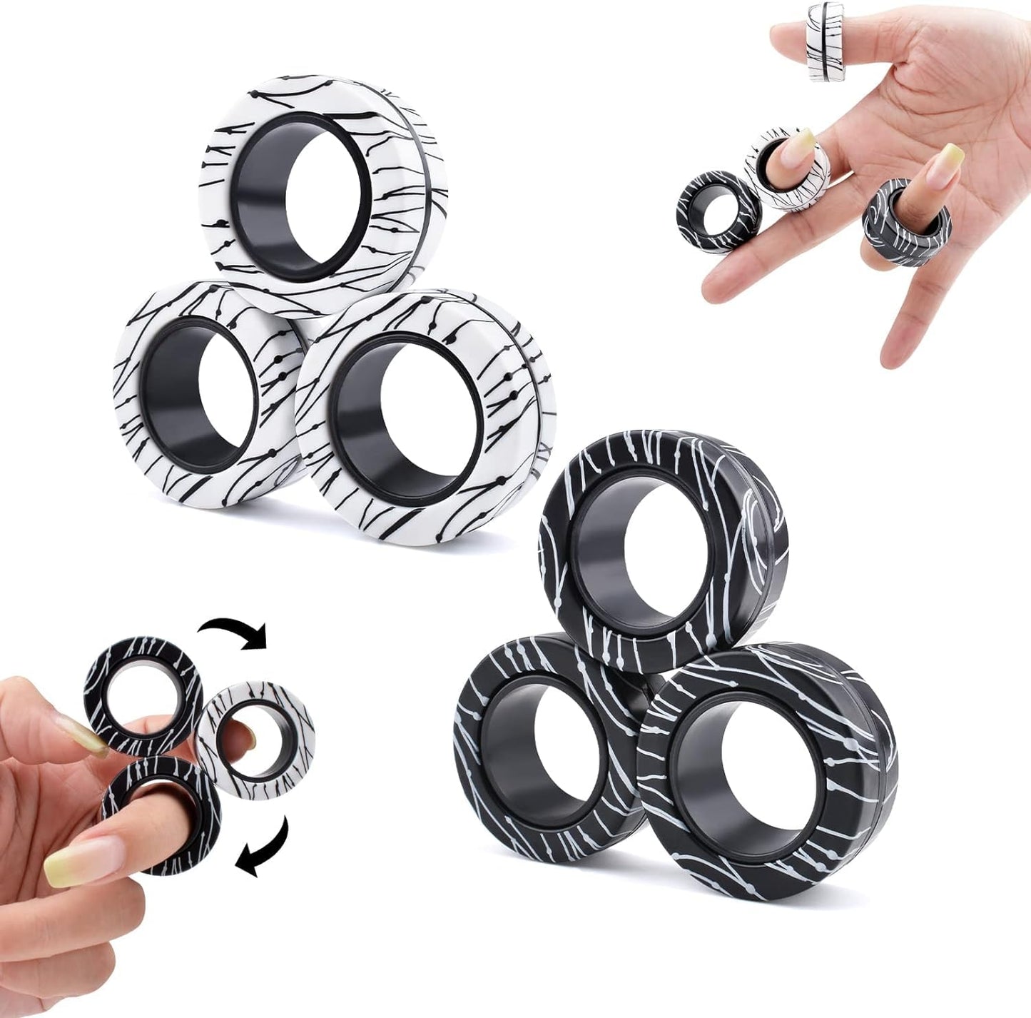 6 Pcs Magnetic Rings Fidget Toys for Teens, Adults & Kids ADHD Fidget Toy Pack for Anxiety Relief,Coolest Gifts for Teen Boys,Christmas Stocking Stuffers Gifts for Kids 8 9 10 11+ Year Old Boy & Girl - FocusAid Essentials: Empowering ADHD Living