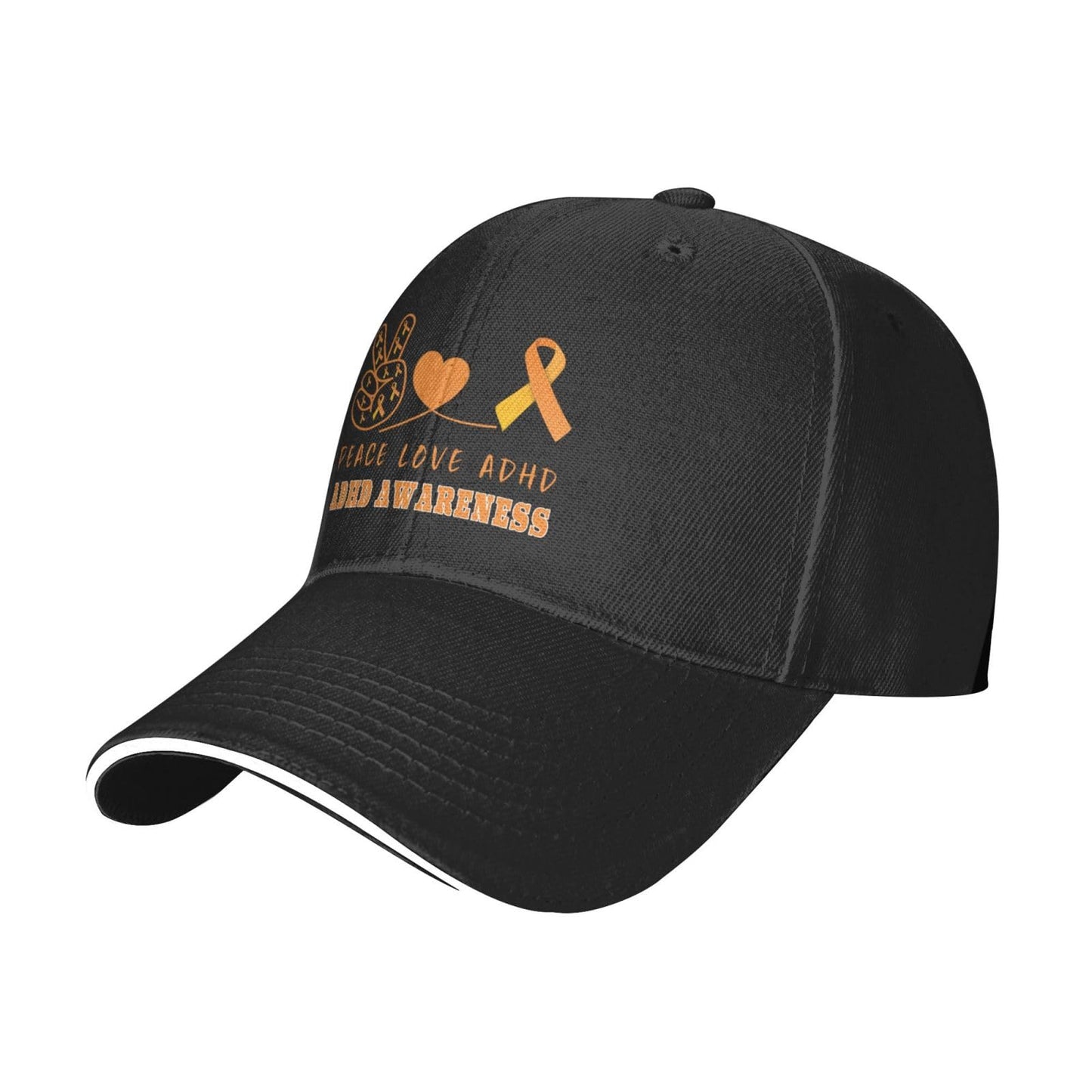 "Peace, Love, ADHD" Baseball Cap - FocusAid Essentials: Empowering ADHD Living