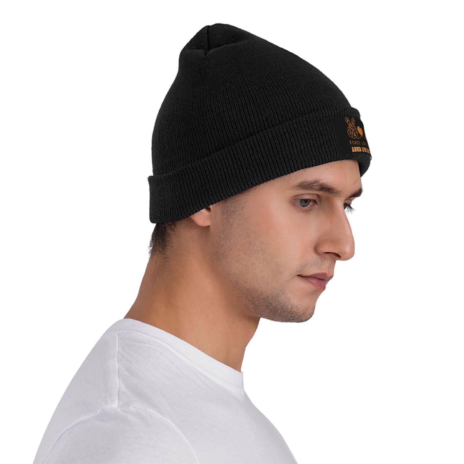 "Peace Love ADHD - ADHD Awareness" Knit Beanie Hat - FocusAid Essentials: Empowering ADHD Living