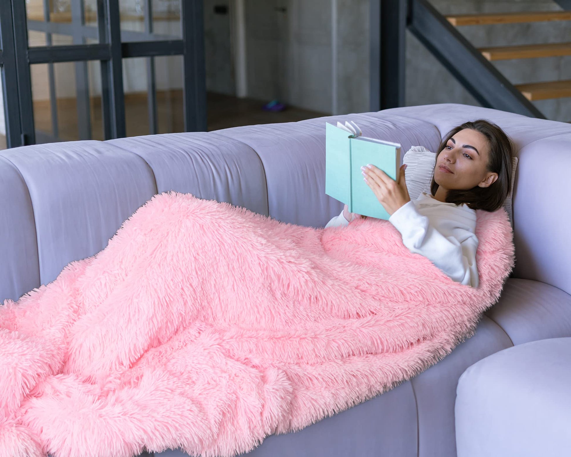 BENRON Light Pink Throw Blankets, Soft Shaggy Fuzzy Sherpa Cute Baby Pink Throw Cozy Fluffy Faux Fur Blankets for Bed Couch Sofa Washable, 50"x60" - FocusAid Essentials: Empowering ADHD Living