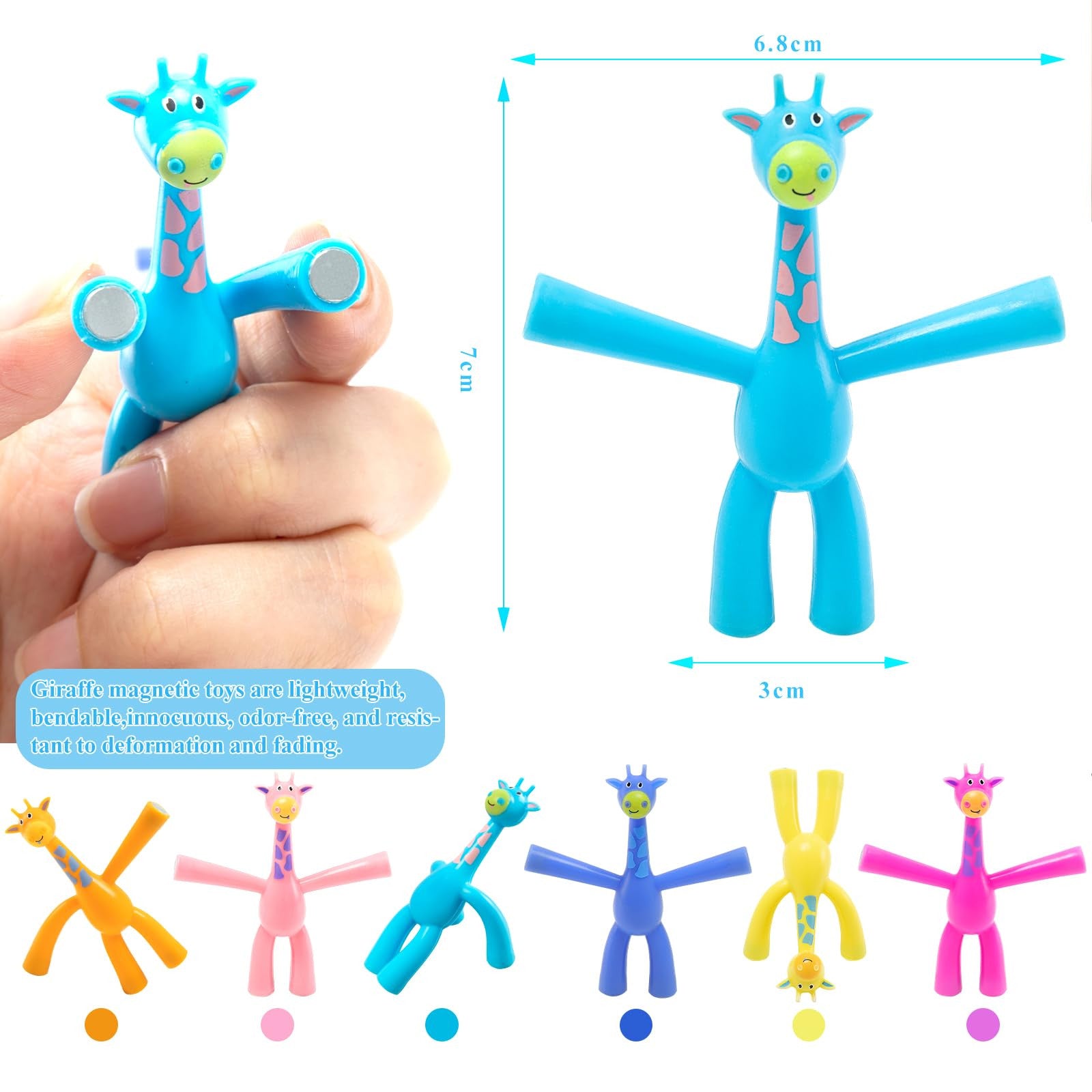 12 PCS Magnet Men Fidget Toys for Kids - Humanoid Magnetic People Toy Games, Cute Giraffe Fridge Office Magnets Educational Sensory Toys Fun Quiet Travel Toys Games for Classroom Boys(Solid Style) - FocusAid Essentials: Empowering ADHD Living