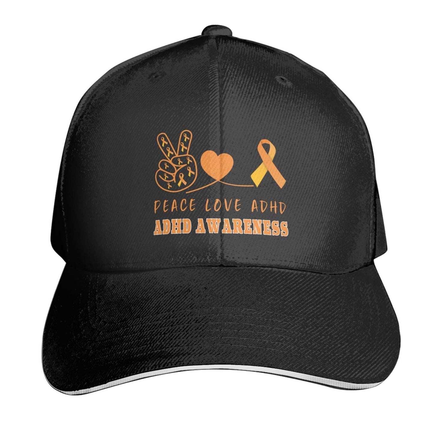 "Peace, Love, ADHD" Baseball Cap - FocusAid Essentials: Empowering ADHD Living