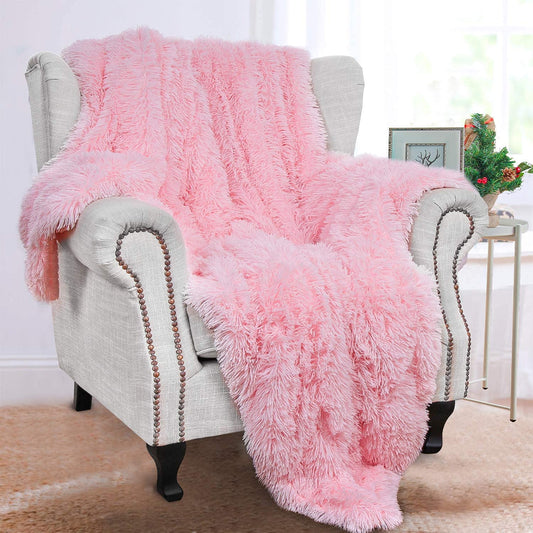 BENRON Light Pink Throw Blankets, Soft Shaggy Fuzzy Sherpa Cute Baby Pink Throw Cozy Fluffy Faux Fur Blankets for Bed Couch Sofa Washable, 50"x60" - FocusAid Essentials: Empowering ADHD Living