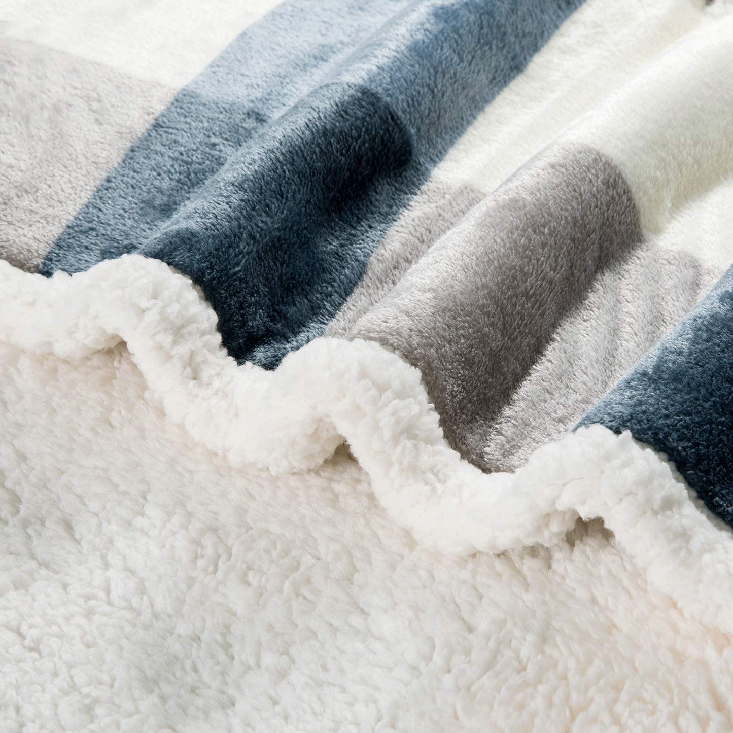 PU MEI Sherpa Fleece Throw Blanket 60" x 80" Reversible Plush Fluffy Large Big Blanket Lattice Flannel Blankets for Sofa Couch Bed (Grey-Soft Blue, 60"*80") - FocusAid Essentials: Empowering ADHD Living