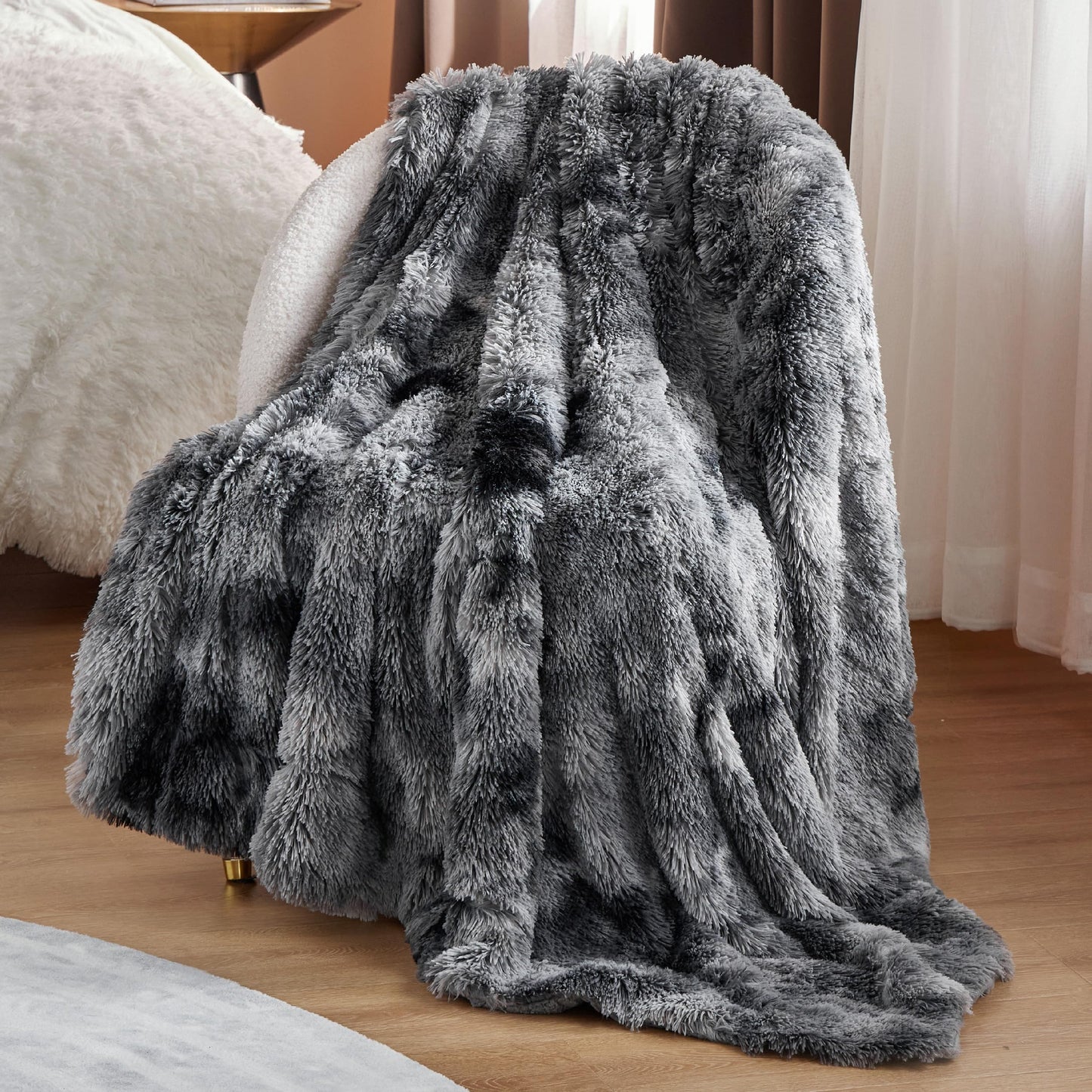 Bedsure Soft Throw Blanket for Couch, Fuzzy Blanket Fluffy Sherpa Fleece Blankets & Throws, Christmas Blanket Gifts for Women Men, Cozy Thick Warm Plush Faux Fur Blanket Bed Room Decor, 50x60, Grey - FocusAid Essentials: Empowering ADHD Living