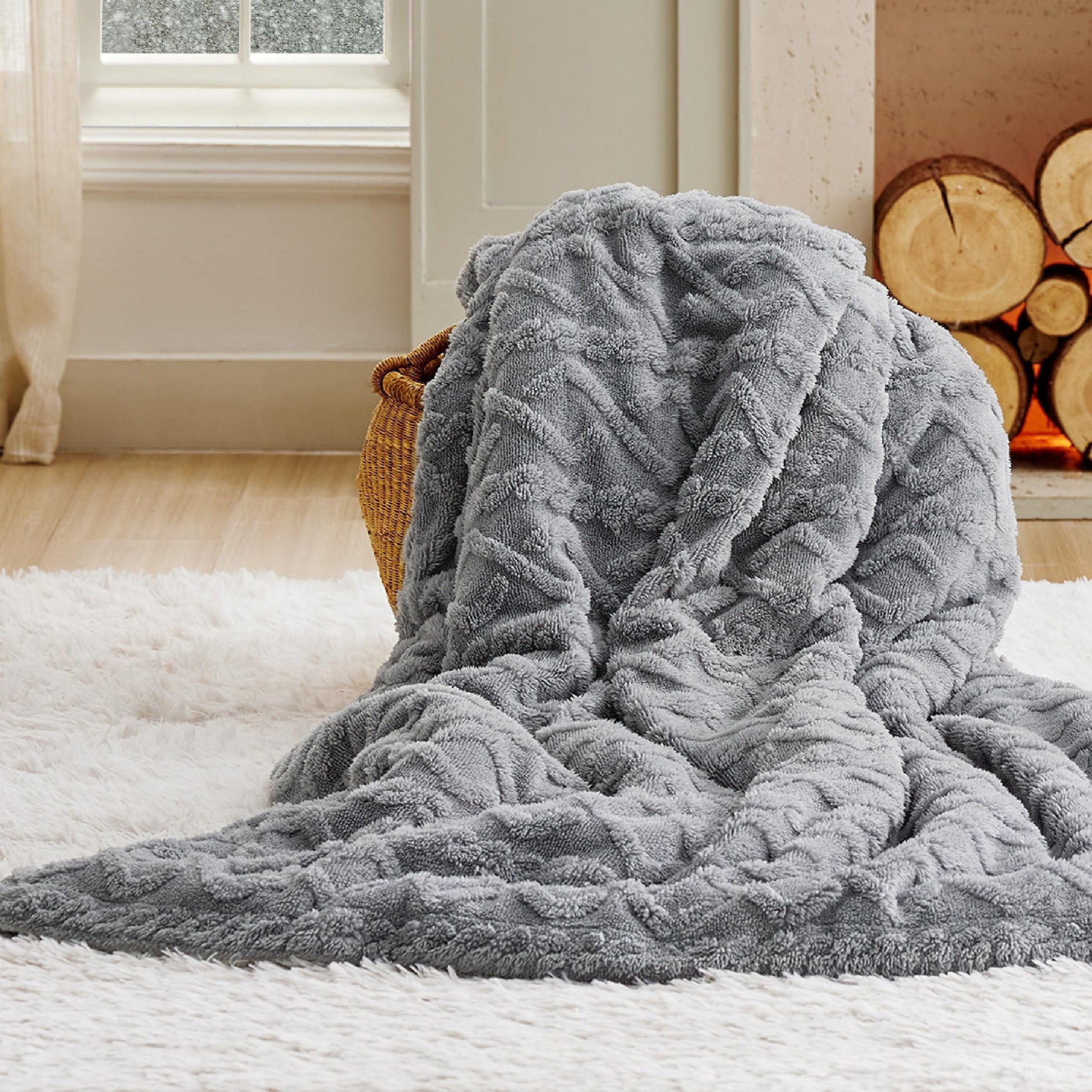 Bedsure Sherpa Throw Blanket for Couch - Soft Fuzzy Cozy Blanket for Winter, Fleece Plush Thick Warm Christmas Blanket Gifts for Women, Grey, 50x60 Inches - FocusAid Essentials: Empowering ADHD Living