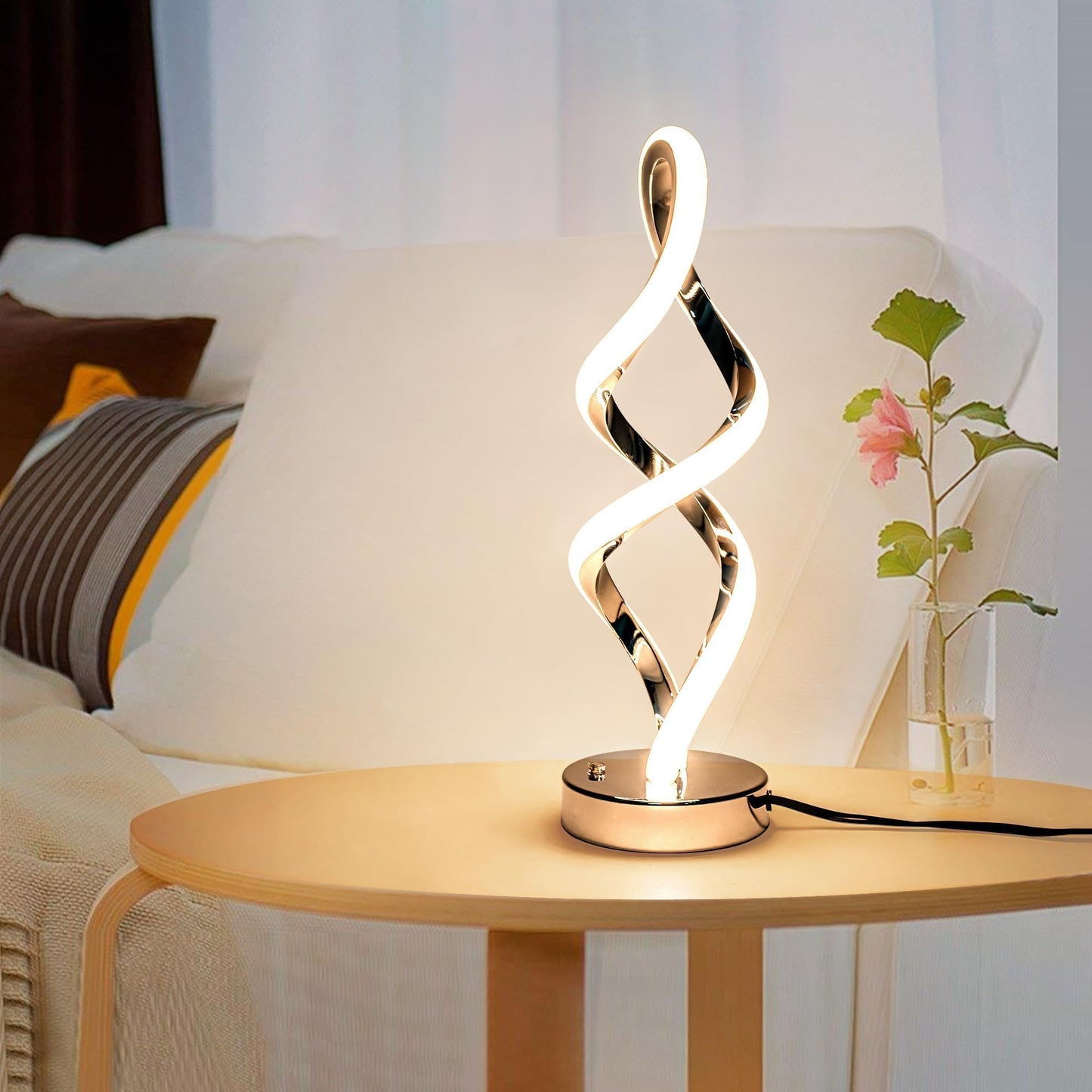 Adebime Modern Spiral RGB Table Lamp, Touch Dimmable Bedside Lamp, 7 Colors 10 Light Modes Spiral Design Table Lamp, Unique Nightstand Lamp for Living Room, Bedroom, Cool Lamps - FocusAid Essentials: Empowering ADHD Living