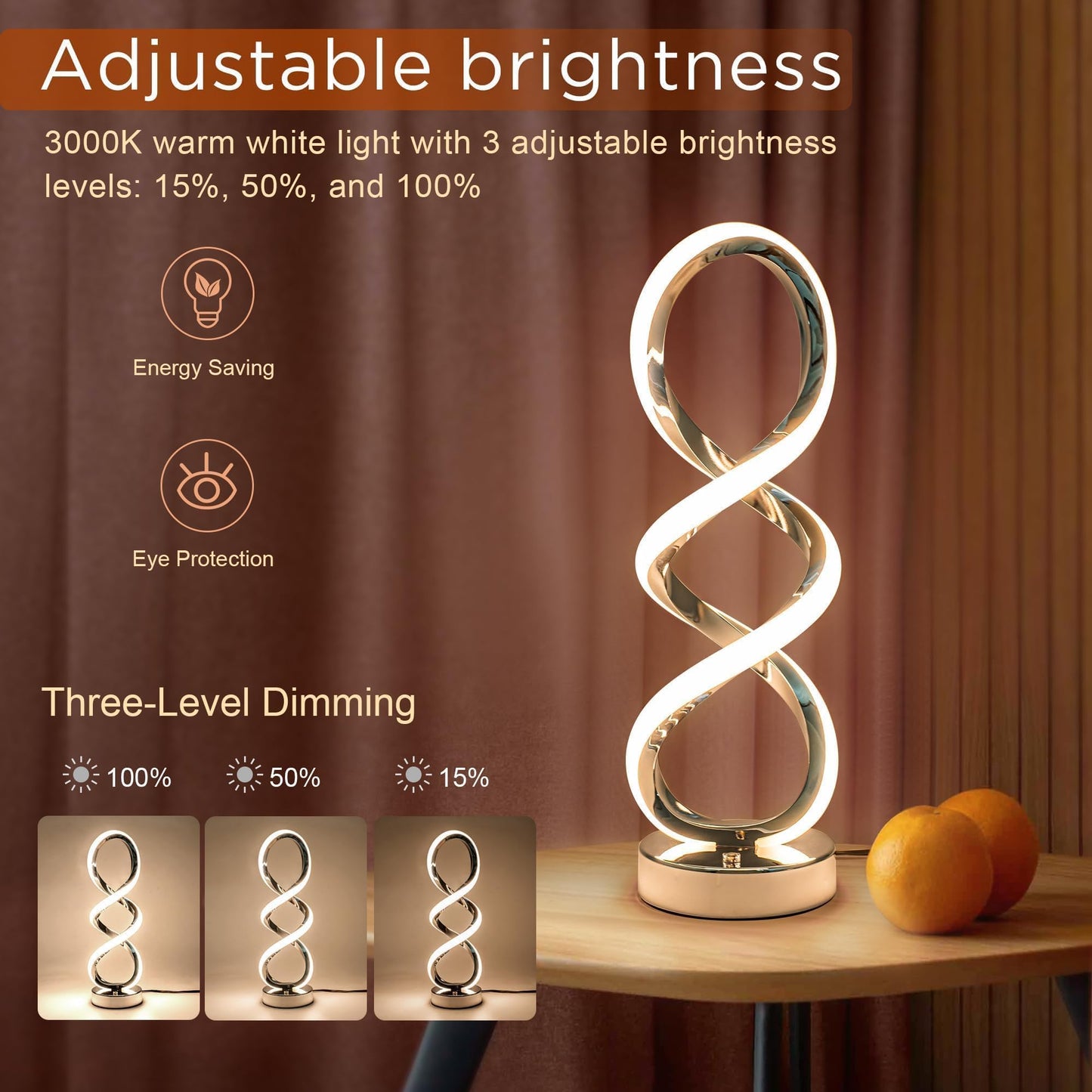 Adebime Modern Spiral RGB Table Lamp, Touch Dimmable Bedside Lamp, 7 Colors 10 Light Modes Spiral Design Table Lamp, Unique Nightstand Lamp for Living Room, Bedroom, Cool Lamps - FocusAid Essentials: Empowering ADHD Living