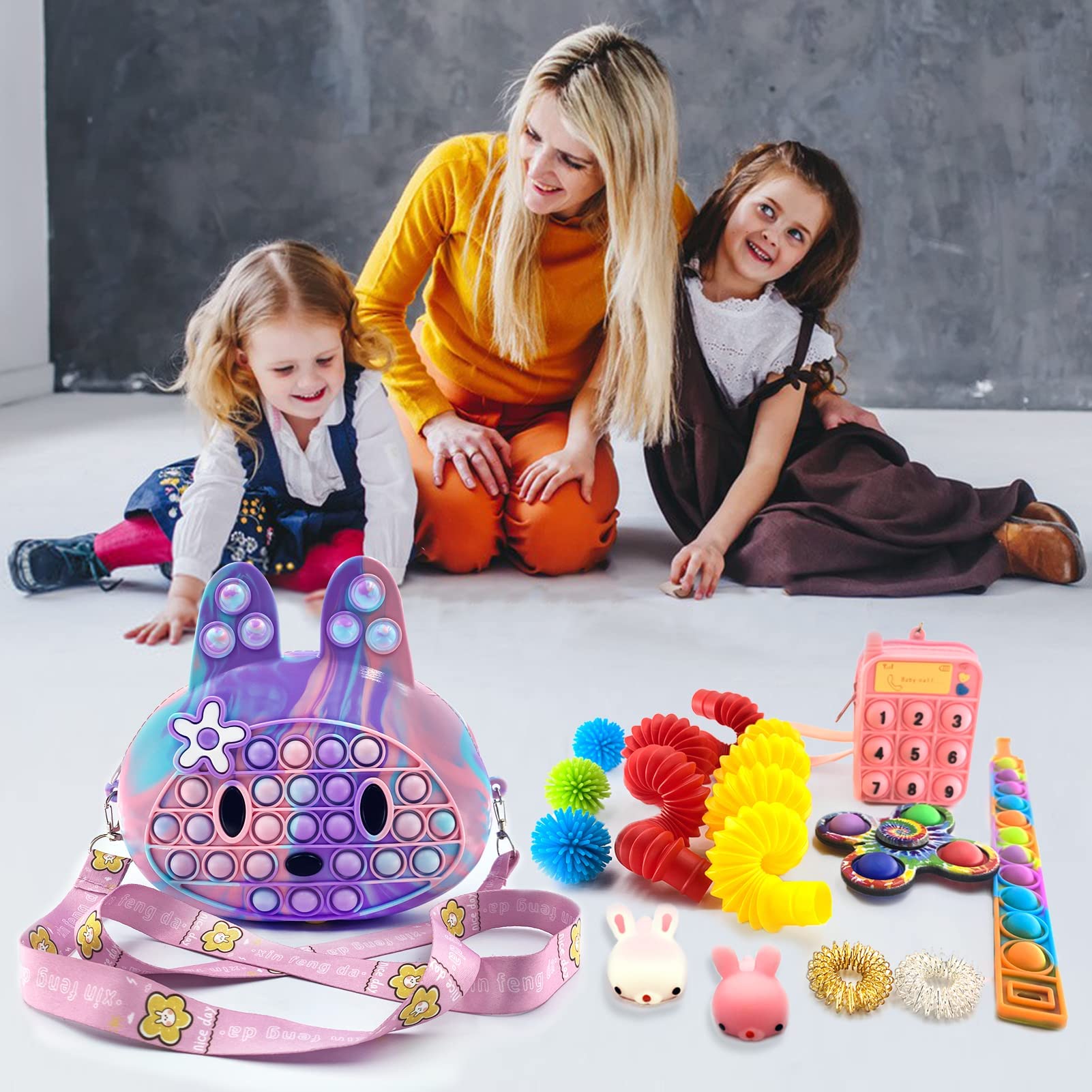 ADHD Fidget Popper Crossbody Purse for Girls (Ages 3 - 10) - FocusAid Essentials: Empowering ADHD Living