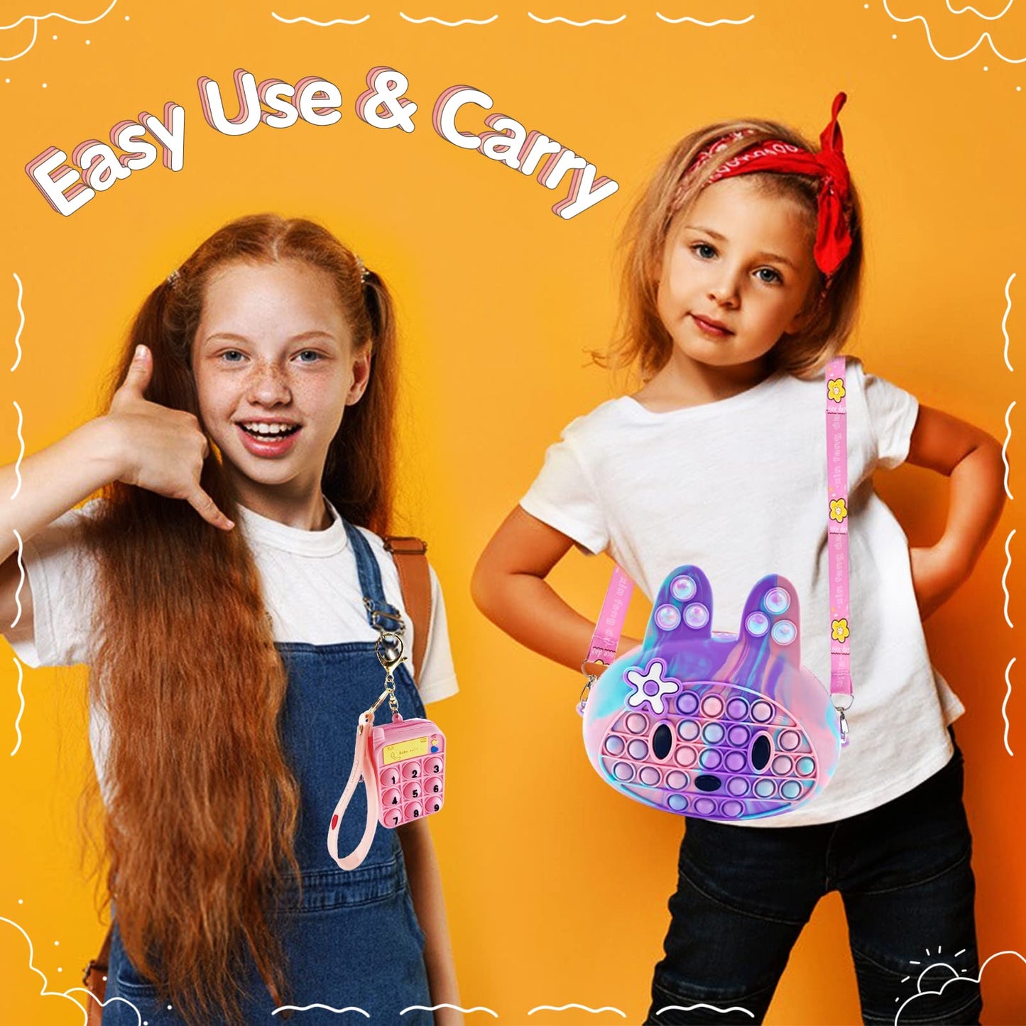 ADHD Fidget Popper Crossbody Purse for Girls (Ages 3 - 10) - FocusAid Essentials: Empowering ADHD Living