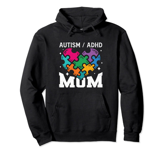 ADHD Mom - Orange Ribbon Pullover Hoodie - FocusAid Essentials: Empowering ADHD Living