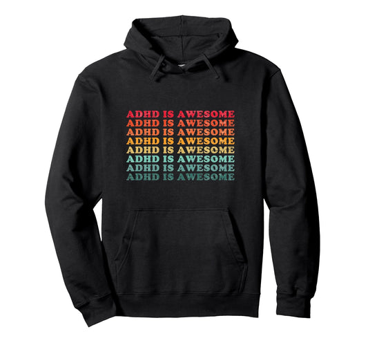 ADHD Vintage 70s/80s Retro Pullover Hoodie - FocusAid Essentials: Empowering ADHD Living