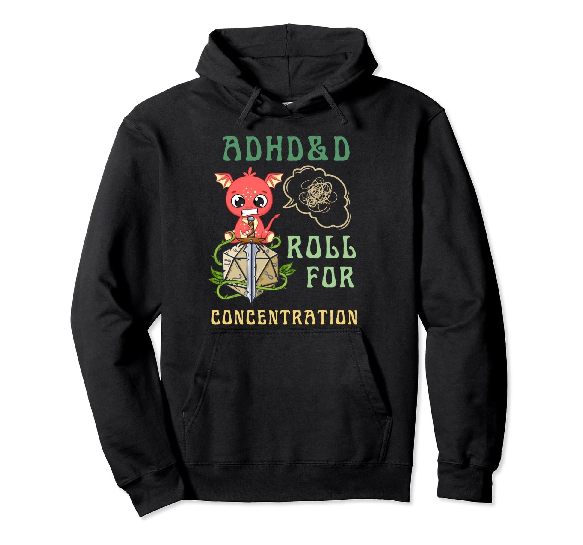 "ADHD&D - Roll For Concentration" Pullover Hoodie - FocusAid Essentials: Empowering ADHD Living