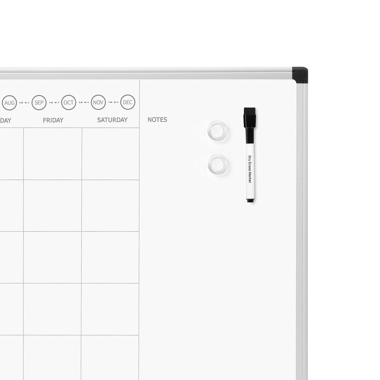 Amazon Basics 24" x 36" Monthly Whiteboard Calendar with Cork Board, Wall Mounted, Easy to Install, Silver Aluminum Frame - FocusAid Essentials: Empowering ADHD Living