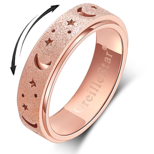 Anxiety Ring for Women Spinner Ring Fidget Ring Fidget Toys Adults Stainless Steel Spinner Rings for Anxiety Fidget Rings for Women Anxiety Fidget Ring Rose Gold Size 8 - FocusAid Essentials: Empowering ADHD Living