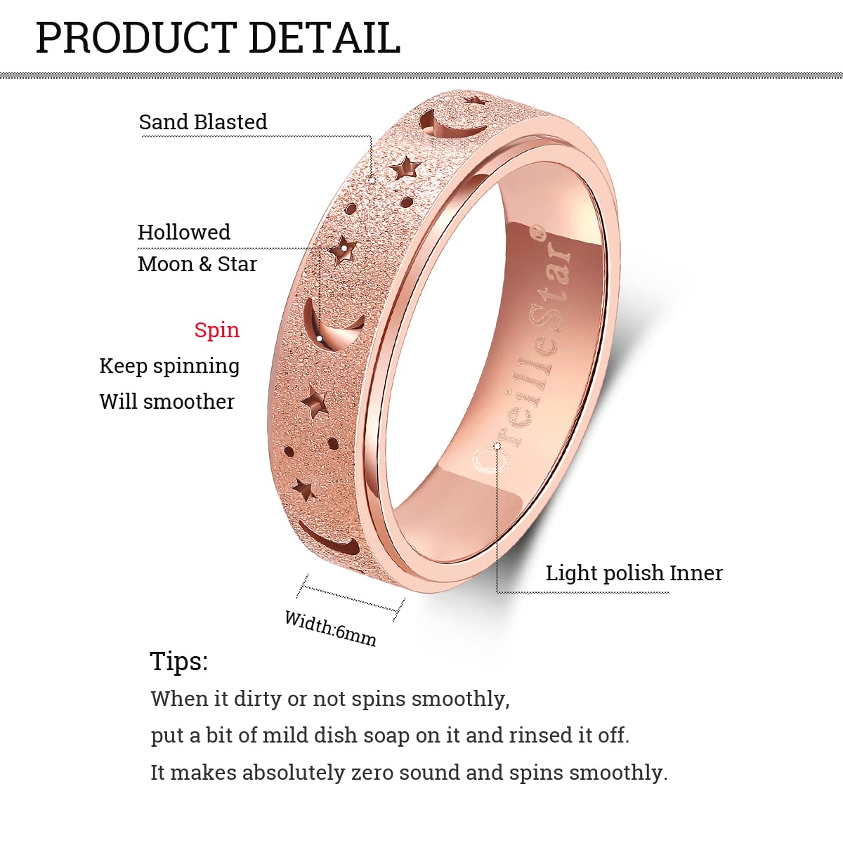 Anxiety Ring for Women Spinner Ring Fidget Ring Fidget Toys Adults Stainless Steel Spinner Rings for Anxiety Fidget Rings for Women Anxiety Fidget Ring Rose Gold Size 8 - FocusAid Essentials: Empowering ADHD Living