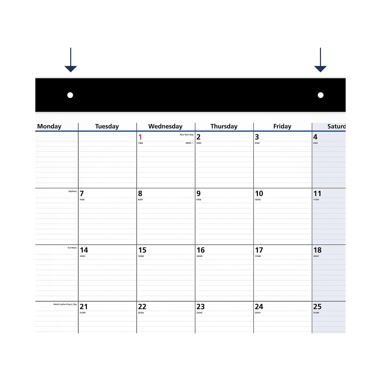 AT - A - GLANCE 2025 Desk Calendar, Monthly, Desk Pad, 22" x 17", Standard, QuickNotes (SK7000025) - FocusAid Essentials: Empowering ADHD Living