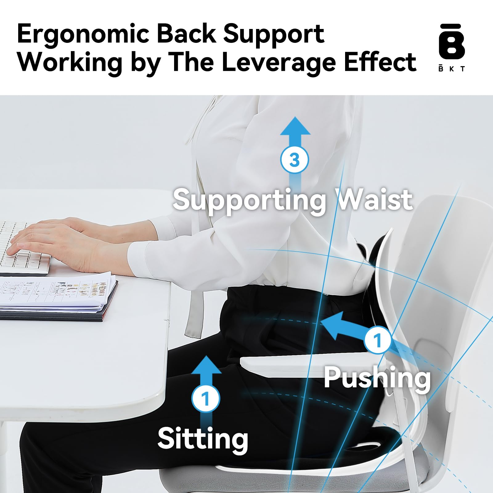 bkt Seat Cushion Chair Ergonomic Office Chair Cushions Lumbar Support for Office Chair Pillow Ideal for Students Office Workers Nursing Mothers Long Sitting Outdoor Fishing Floor Chair(Black) - FocusAid Essentials: Empowering ADHD Living