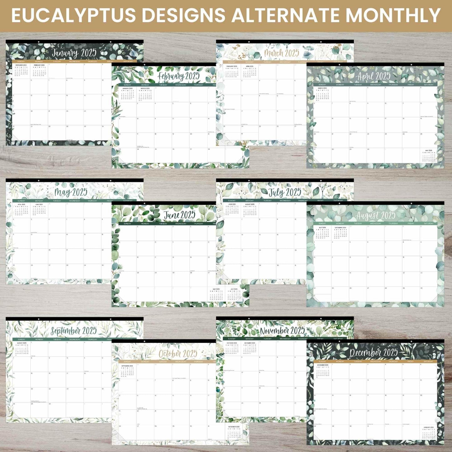 bloom daily planners 2025 Desk Calendar - 21" x 16" Large Monthly Organizer Pad with Stickers (January 2025 - December 2025) Desktop Blotter - Greenery - FocusAid Essentials: Empowering ADHD Living