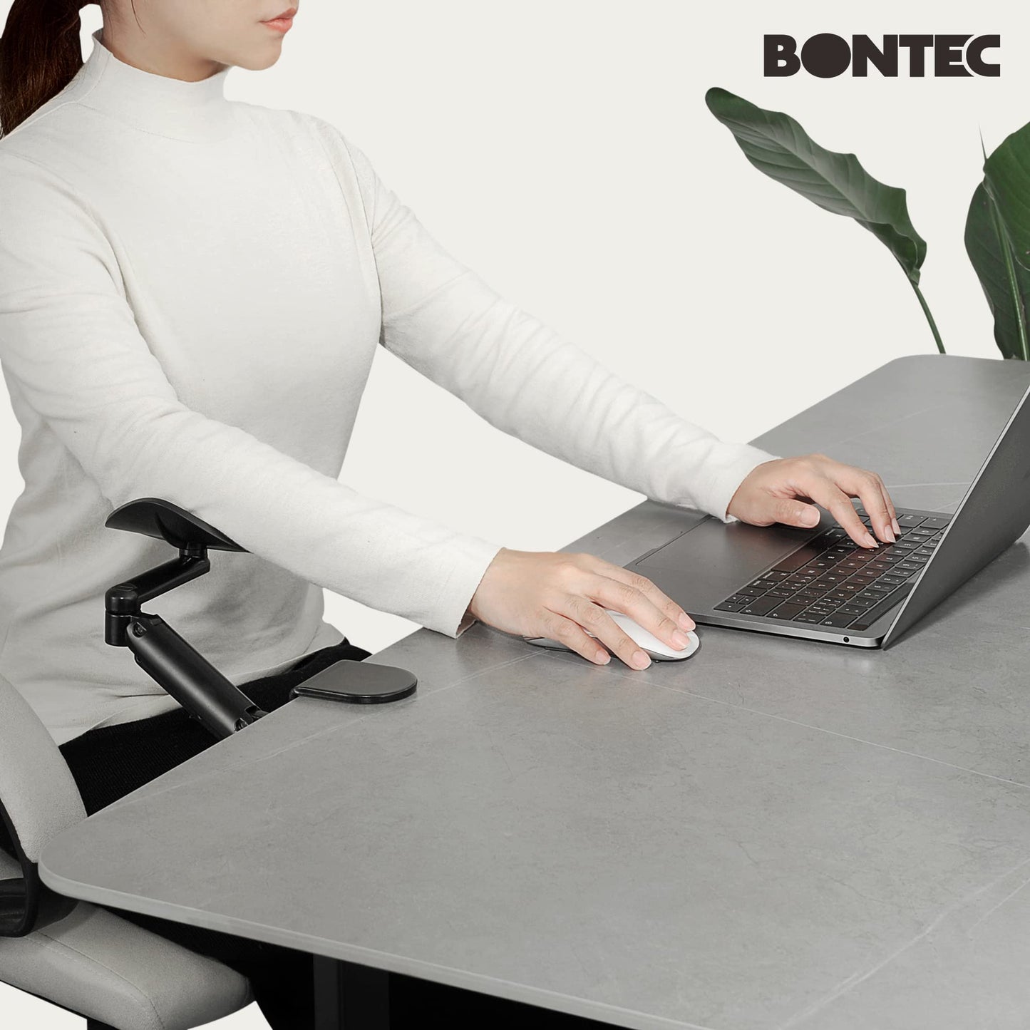 BONTEC Arm Rest Support Extender for Desk Armrest Pad Rotating Elbow Rest Holder (Black), Extendable & Adjustable, Aluminum Material - FocusAid Essentials: Empowering ADHD Living