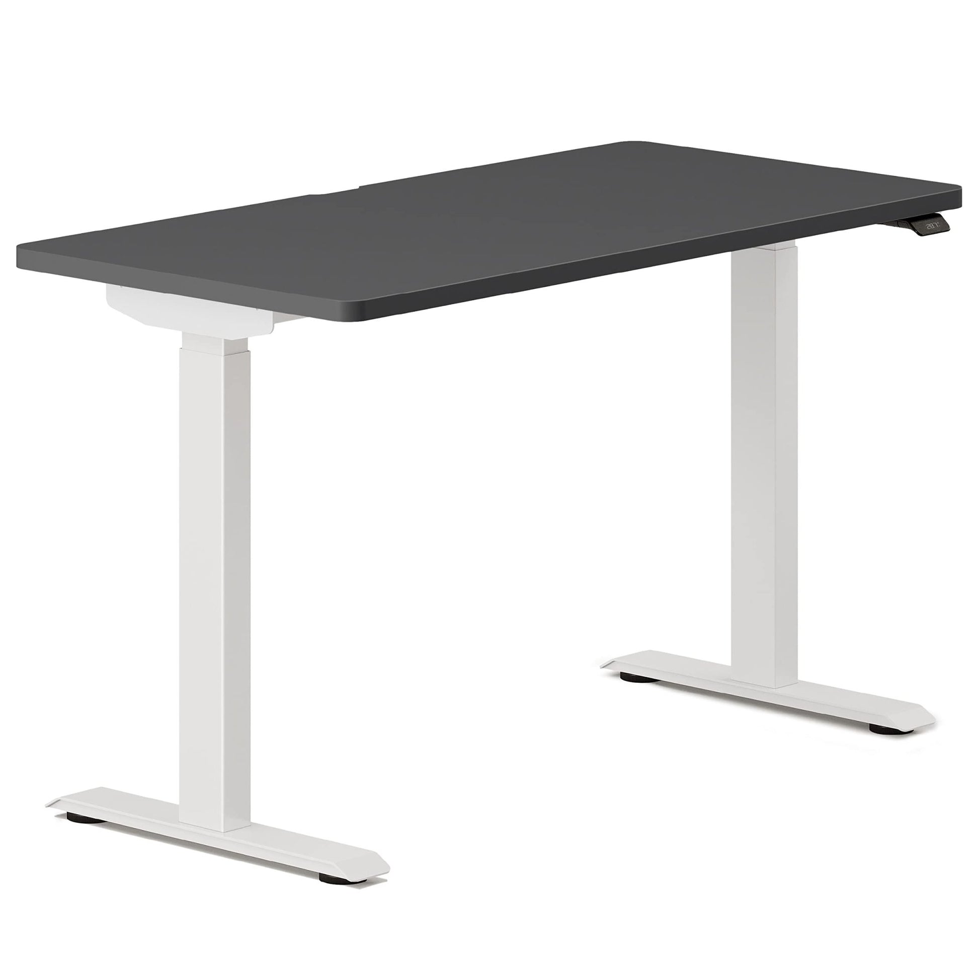 Branch Duo Standing Desk 48 Inches - Adjustable Standing Desk with 20” Range - OLED Control Panel - Frameless Design & Compact Size Suitable for Many Spaces - White Base - Charcoal Top - FocusAid Essentials: Empowering ADHD Living