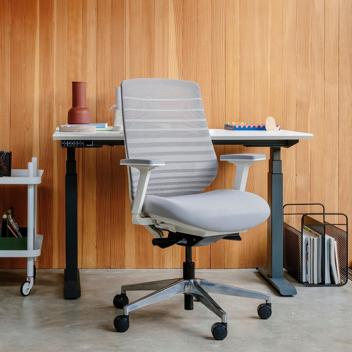 Branch Ergonomic Chair - A Versatile Desk Chair with Adjustable Lumbar Support, Breathable Mesh Backrest, and Smooth Wheels - Experience Optimal Comfort and Support - Pebble - White - FocusAid Essentials: Empowering ADHD Living