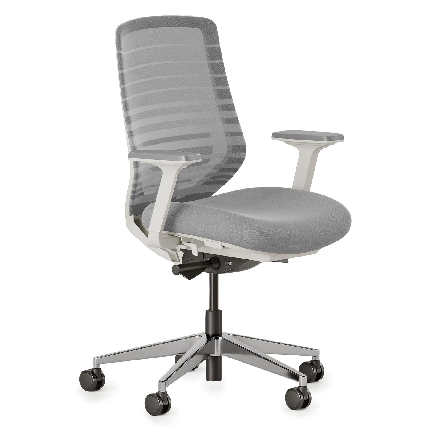 Branch Ergonomic Chair - A Versatile Desk Chair with Adjustable Lumbar Support, Breathable Mesh Backrest, and Smooth Wheels - Experience Optimal Comfort and Support - Pebble - White - FocusAid Essentials: Empowering ADHD Living