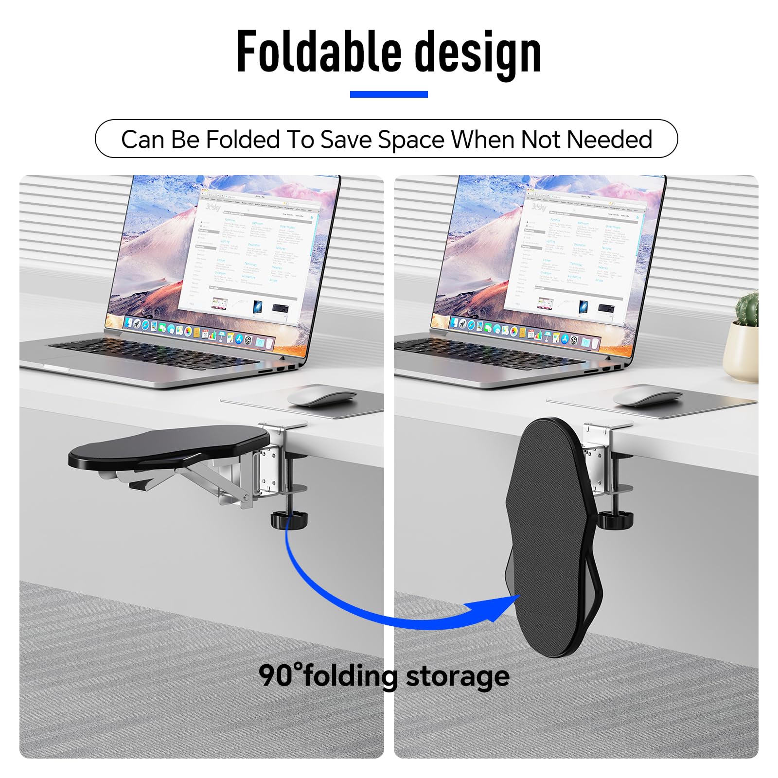 CABTE Computer Arm Rest for Desk,180° Adjustable Rotating Ergonomics Desk Extender Tray,90° Foldable Arm Wrist Rest Shelf, Elbow Arm Support Rest Holder for Home and Office (Black) - FocusAid Essentials: Empowering ADHD Living