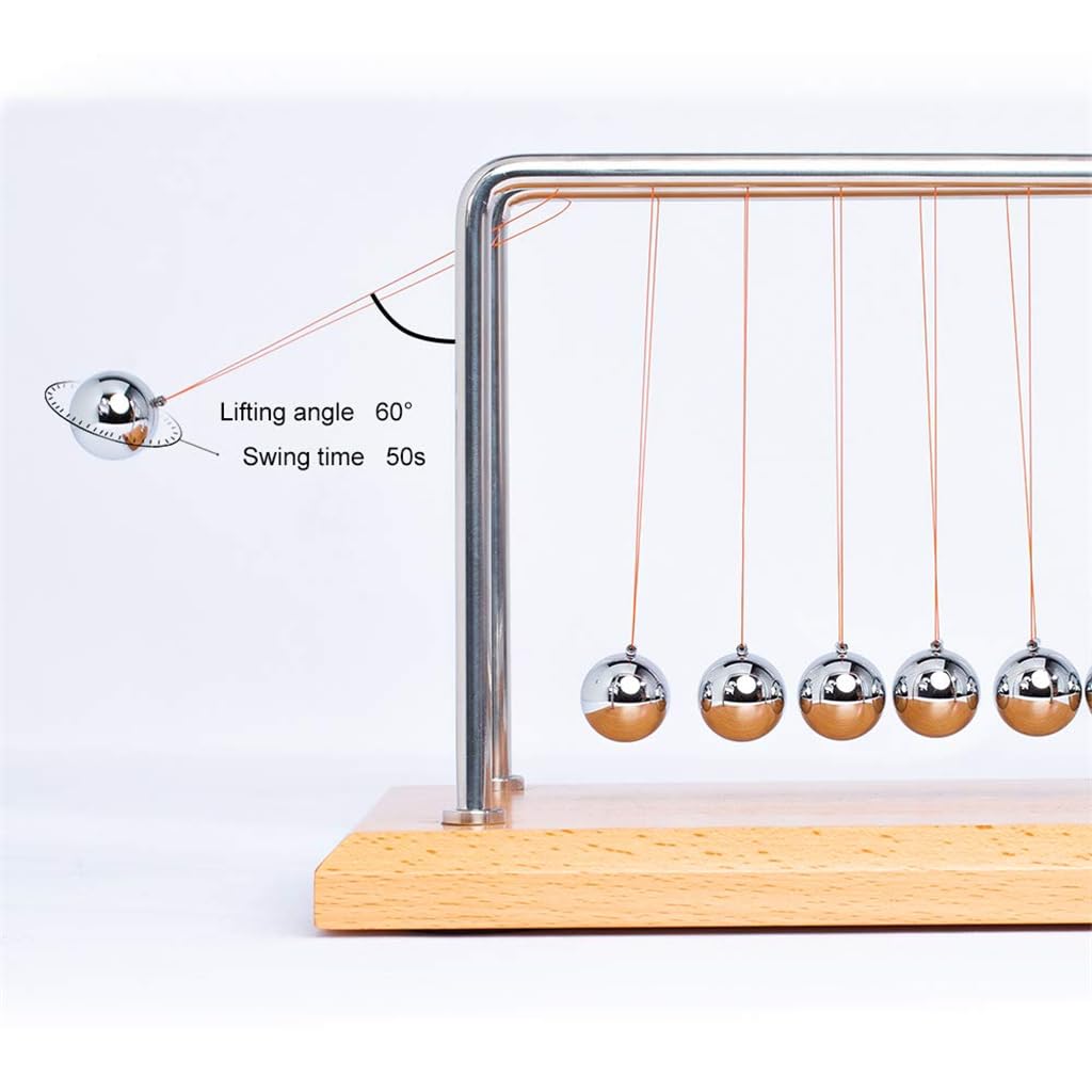 CERROPI Large Newtons Cradle Pendulum with 7 Balls, Physics Perpetual Motion Desk Toys for Office, Calm Down Fidgets, 50+ Sec Swingtime (Beech Base) - FocusAid Essentials: Empowering ADHD Living